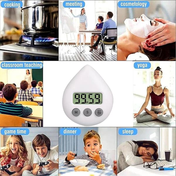 Vattentät timer, duschstänksäker timer, sugkoppstyp ingen stansning badrumstimer, 2 stycken, svart
