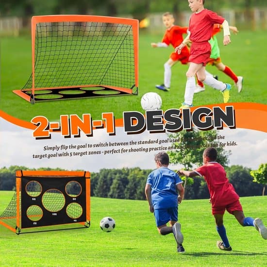 2-i-1 Børnefodboldmål - Pop-up - 120x90x90 cm
