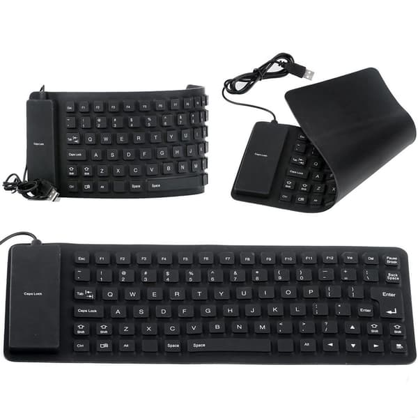 85-tastet USB-kabel. WP foldbart tastatur, egnet til PC, bærbar computer og tablet - sort