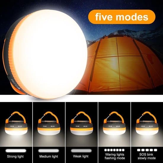 2 st vattentäta bärbara 5-läges LED-campinglyktor med krokar