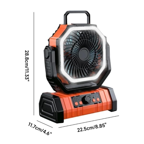 Hængende campingventilator med multifunktionelt lys