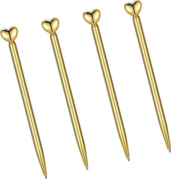 4-delt sæt foldbare hjerteformede kuglepenne i metal med 1 mm sort blæk