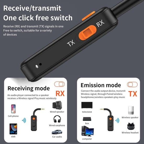 Bluetooth biladapter og TV-sender BT5.4 med 3,5 mm Aux