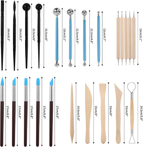 24-dele Polymer Ler Skulpturværktøjssæt med Stylus & Stenmalings Lufttørrende Sæt