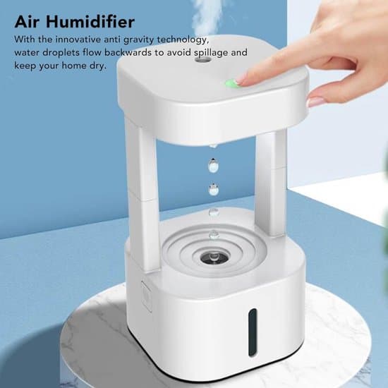 Anti-Gravity Vattendroppar Luftfuktare - Sval Dimma - LED-lampor - Sovrum Kontor - 580ml