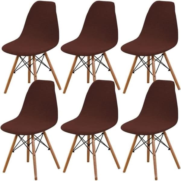 Stolsöverdrag - Nordisk Stil - 6-delat Set - Brun - Elastisk Halkfri