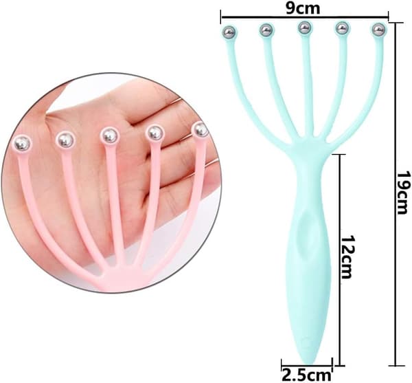 Bärbar handhållen hårbottenmassager, spa djup avslappning, present, rosa + blå (2-pack).