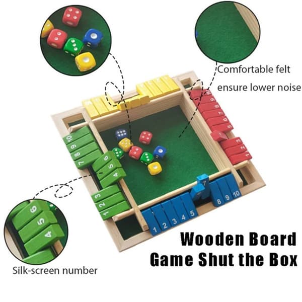 Flip Card Trælegetøj Trænummer Spil Terningespil Brætspil Shut The Box