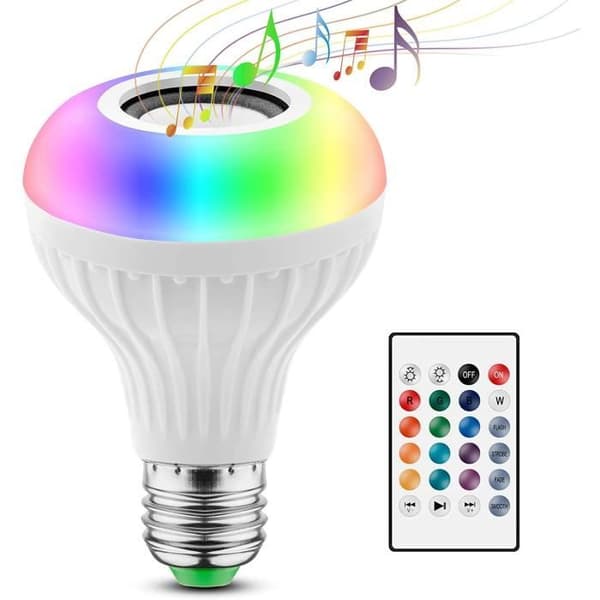 Bluetooth LED Pære - 2-i-1 Lampe - E27 Farvehøjttaler - RGB Højttalerlys