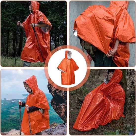 Vattentät överlevnadsfilt - Nödöverlevnadsregnponcho 4-pack