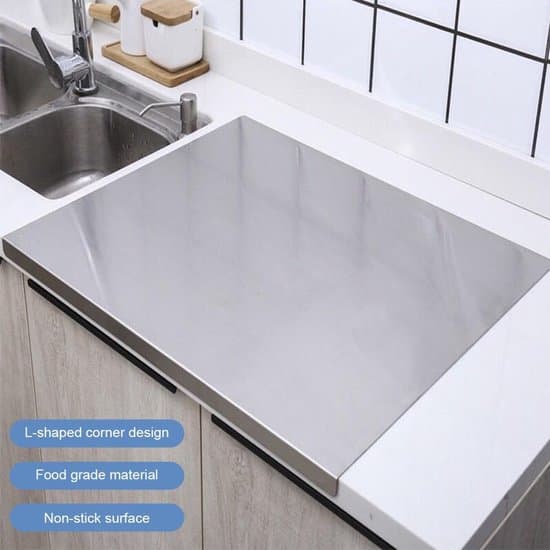 Skärbräda i rostfritt stål med kant – halkfri – silver