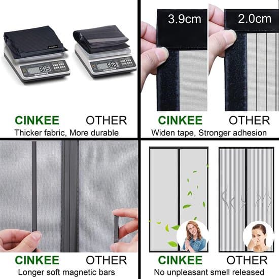 Magnetisk Fluetæppe i Glasfibernet med Velcro (Sort, 80x200cm)
