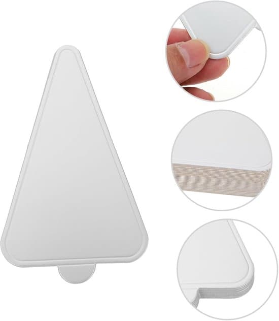 100-pack Mini Triangulära Tårtbrickor i Kartong, Oljebeständiga Silver 11,8x7,8 cm för Cupcakes Desserter