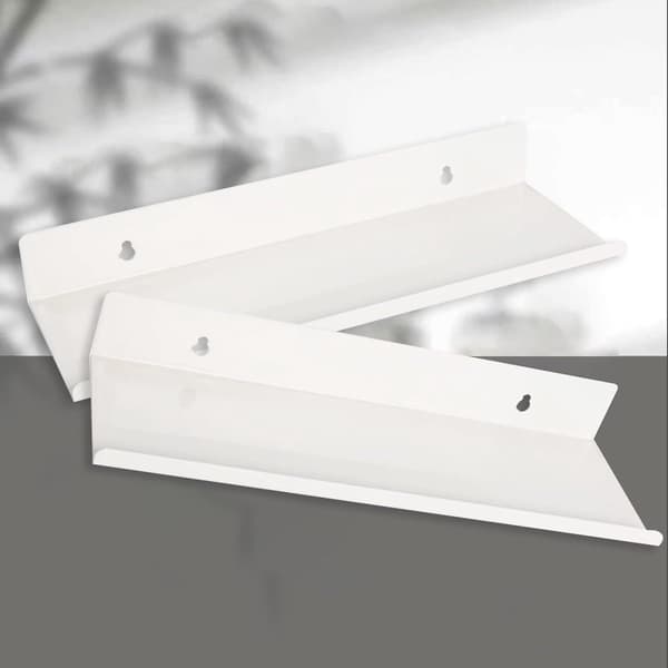 2-pack väggmonterade flytande hyllor i kolstål (30 cm, vit)