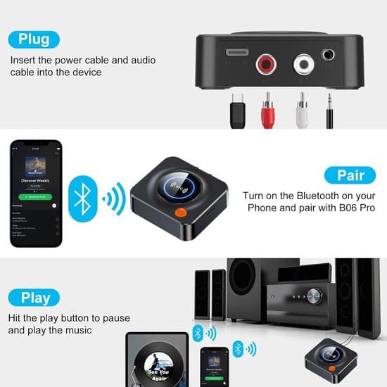 Bluetooth-lähetin - Bluetooth-vastaanotin - Adapteri - Musta