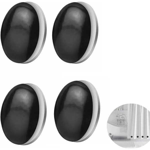 12-pack duschdraperimagneter, duschdraperiblystänger, duschdraperiband, duschdraperivikter, duschdraperitillbehör (svart)
