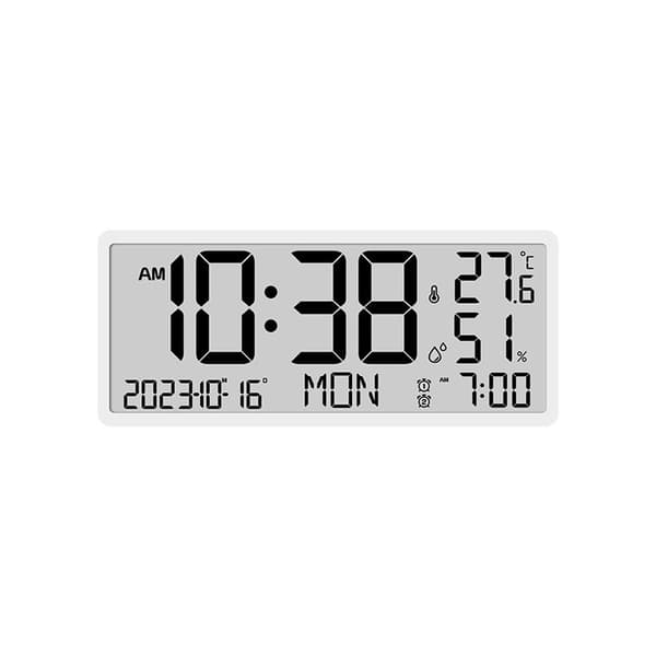 En digital LCD-väckarklocka med temperatursensor, som stöder vägg- och skrivbordsinstallation, manuell och automatisk displayjustering - B