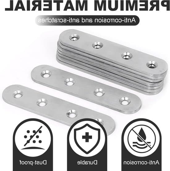 Forbindelsespakke - Flade Forbindere - Møbelreparation - Rustfrit Stål - 95x19mm 20-Styk Pakke - Sølv