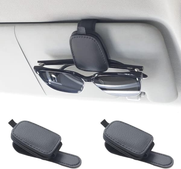 Magnetiska solglasögonramar i läder - 2-pack - Silvergrå