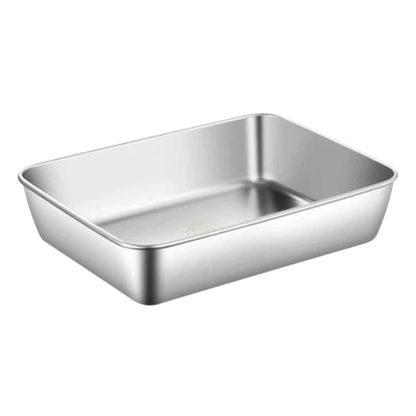 Fødevarebakke i rustfrit stål med plastlåg, rustfri hurtigkølende bageplade.