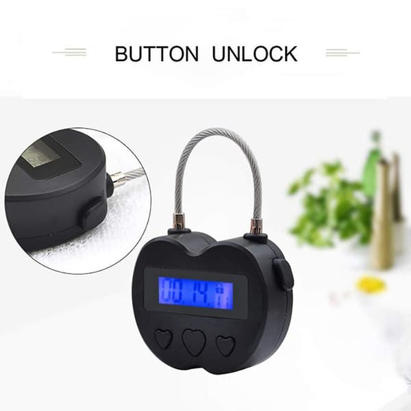 Två smarta timerlås med LCD-display, USB-laddningstimer, svart, andra tillbehör för svetsutrustning.