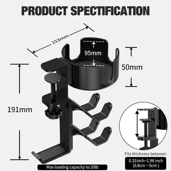 3-i-1 Roterbar Desktop Controller Hovedtelefonholder Kopholder Spiltilbehør