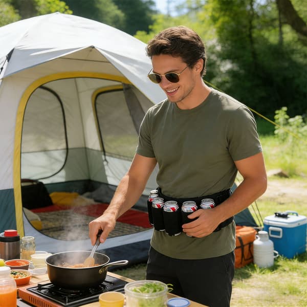 6-pack dryckesbälte, handsfree isolerad läskväska, justerbart bälte för vandring, campingfester
