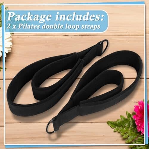 2 STK Pilates Double Loop Stropper til Reformer Fødder - Fitness og Yoga sort