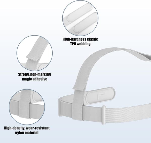 Hovedbånd til Oculus Quest 2 headset, justerbart og udskifteligt VR headset tilbehør.
