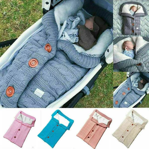 Baby vinterfilt, barnvagn sovsäcksfilt, varm rosa