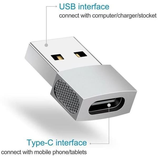 USB-C til USB Sølv Adapter
