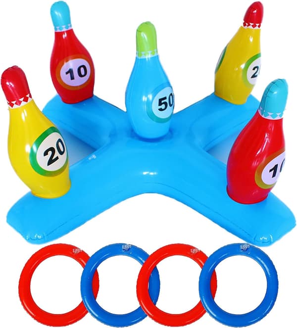 Oppustelig poolringkastespil bowlingkegle design kastevandlegetøj