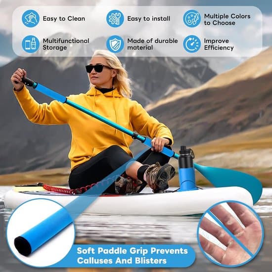 Kopholder til paddleboard og kajak, pagajgreb, tilbehørssæt til paddleboard og kajak (blå)