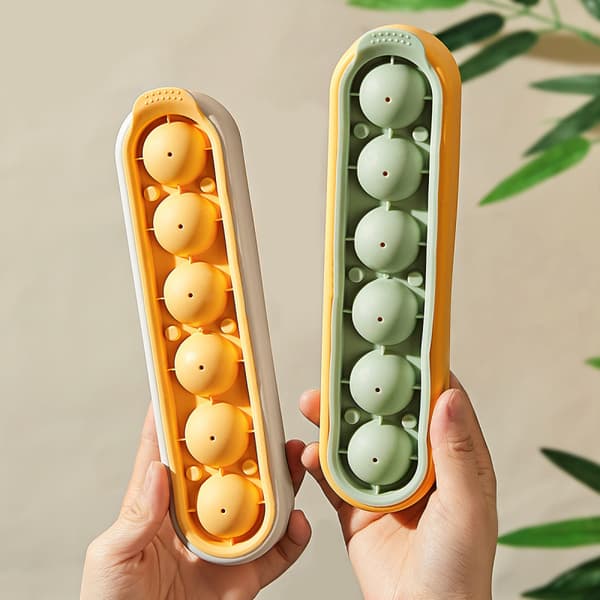 Tvåpack isbitsformar i silikon för hemmabruk, gul + grön