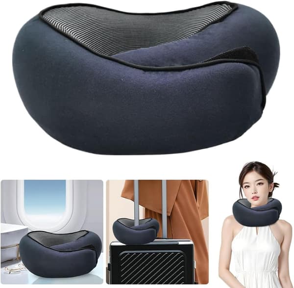 Kudde Memory Foam Flygplan Vandring Resa Långsam-Släpp Skum - Blå