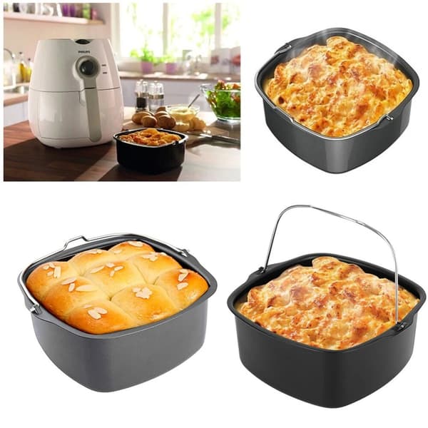 Firkantet kagebageform bagefad pande airfryer bagekurv pizzatallerken-S