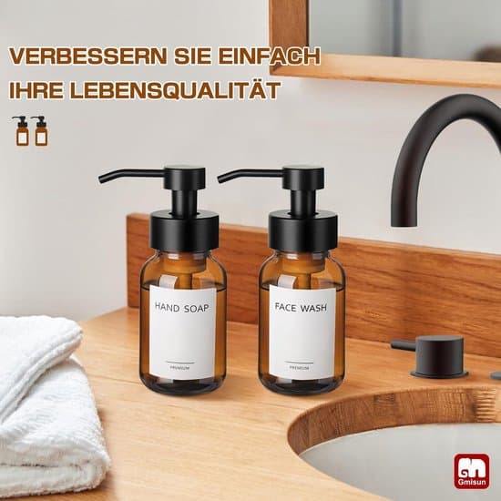 250 ml skumtvålpump i glas - brun, 2 stycken