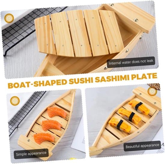 Båtserveringsbricka - Sashimibricka - Presentation av japanska rätter - Kreativ design - 37 cm längd - Beige