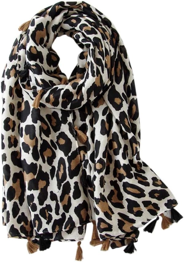 Tørklæde til kvinder, vinter, kashmir, bomuld, leopardprint, langt tørklæde