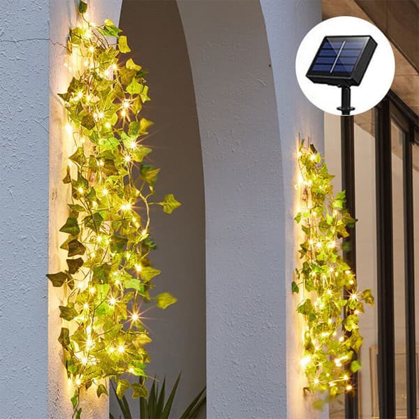 50 LED Efeu Blad Fe Lyskæde Udendørs Have Bryllup