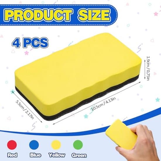 Magnetisk Whiteboard Svamp - Ergonomisk Design - Fire-farvet Sæt