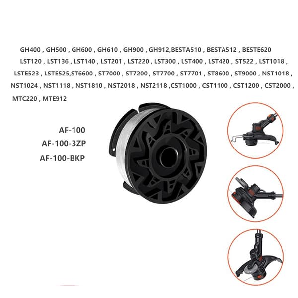 6x AF-100 30ft Trimmer Tilbehørsspoler til Black Decker GH600 GH900 LST201
