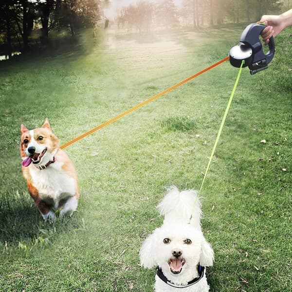 Multifunktionellt hundkoppel, trasselfritt infällbart koppel - rött