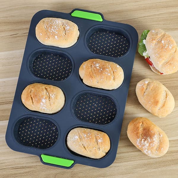 Sæt med to mini baguette bageforme m/ perforeret non-stick bageform, Velegnet til bageri