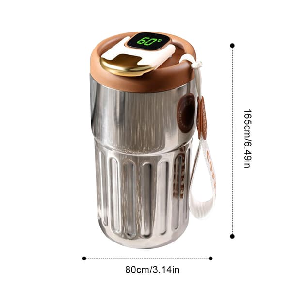Kaffe Termos Smart Sport Vattenflaska LED Temperaturdisplay Kopp Mugg Silver