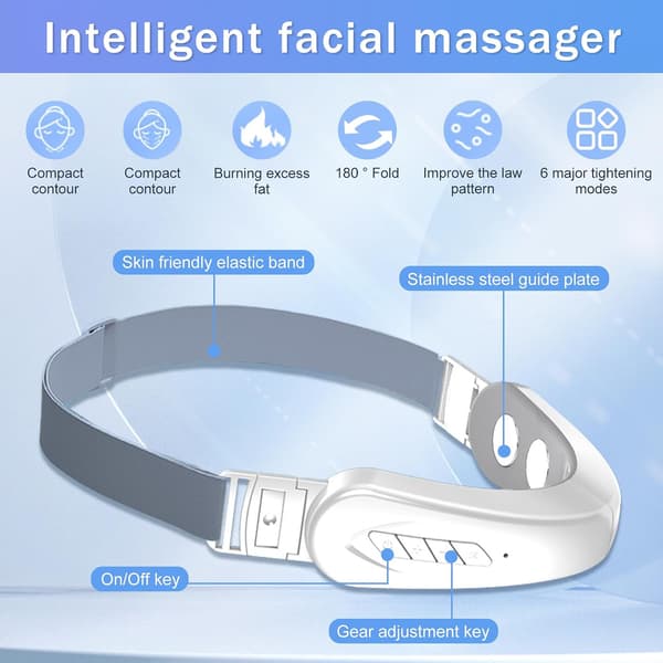 Elektrisk V-formet ansigtsmassager, MES-løft, 6 toner-enhedspositionering, antioxidation