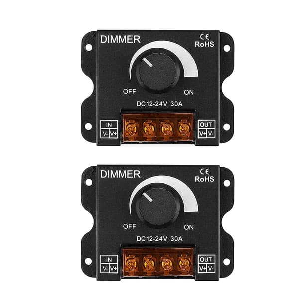 LED lysdæmper, DC 12V-24V, 30A, 360W, PWM-controller, sort aluminiumshus (2)
