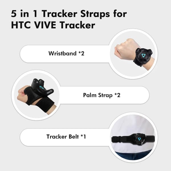 Til HTC Vive Tracker 3.0, justerbare hånd-/fodstropper og taljebånd til Motion Capture (5 stk.)