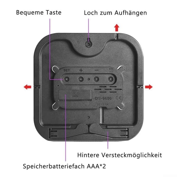 Multifunktionell LED-väggklocka, fjärrkontroll, timer, nedräkning, temperaturvisning, grön