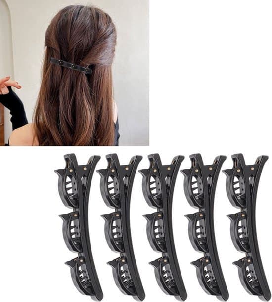 5 flätade hårklämmor, med 3 små klämmor